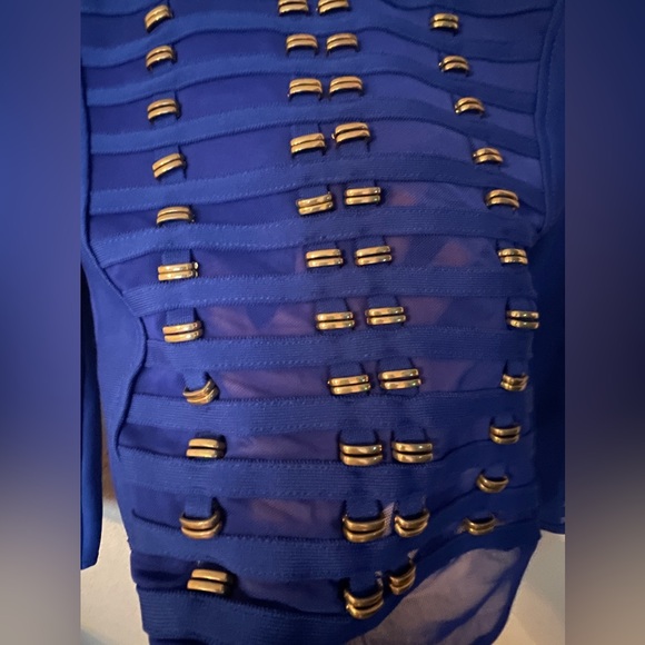 Karen Millen All Over Trimmed Bandage and Mesh Body Suit Cobalt - Picture 10 of 10